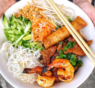 16.. Rice Vermicelli Bowl With Marinated Grilled Pork, Shrimp and Pork