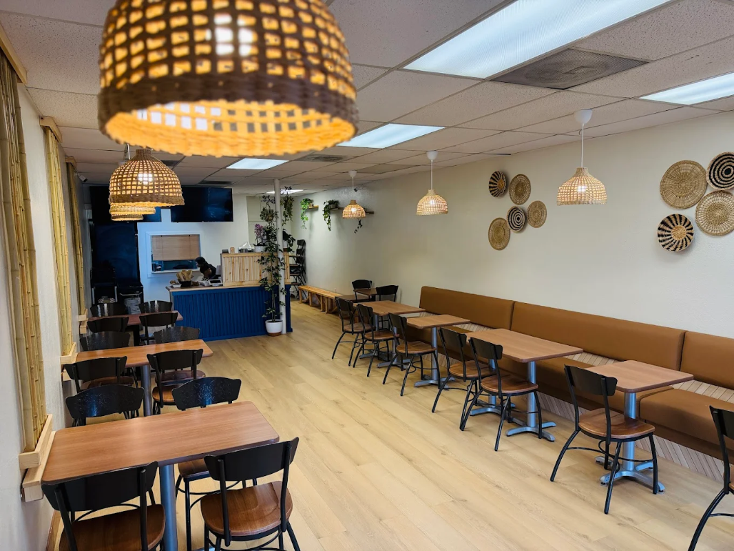 Overhead view of the restaurant dining area