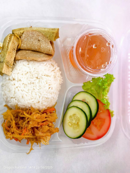 R1.. Special Vegan Rice Plate (Ham, Shredded Pork, Tofu)