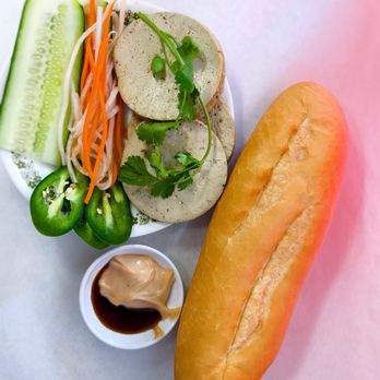 BM4. . Vegan Pork Roll Baguette with Matcha Mayo