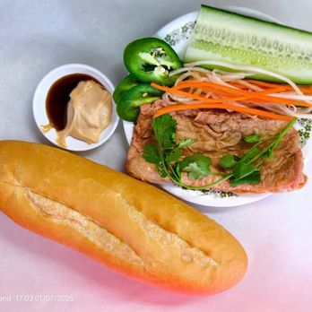 BM10. . Vegan Chicken Thighs Baguette Baguette with Matcha Mayo