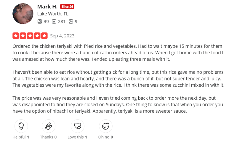 Customer review